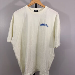 Men's boohooMAN Off-White Blue Graphic Short Sleeve Tee XL